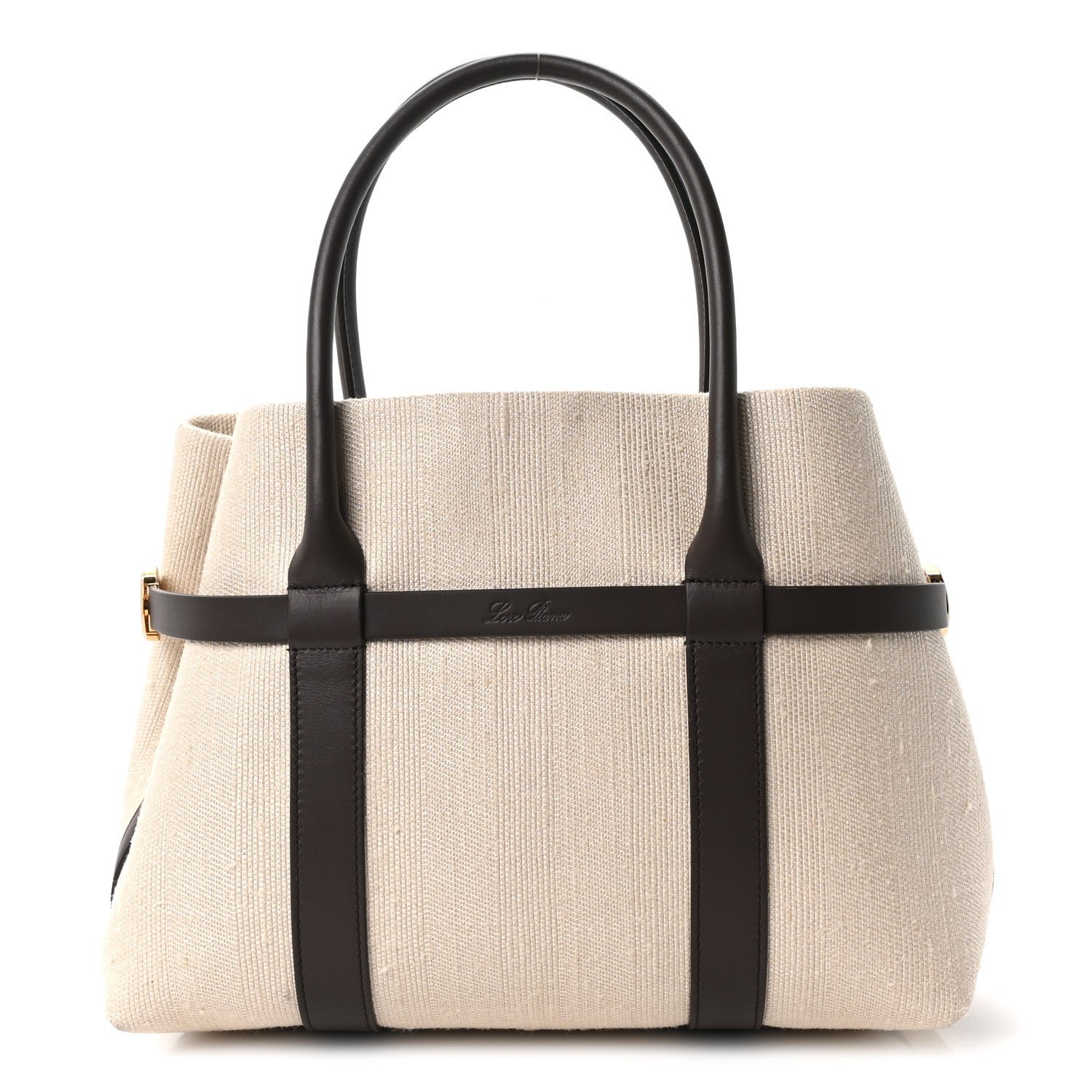 Loro Piana Silk Calfskin Small Ghiera Shopper Tote Milk Amber Dark Chocolate Licorice