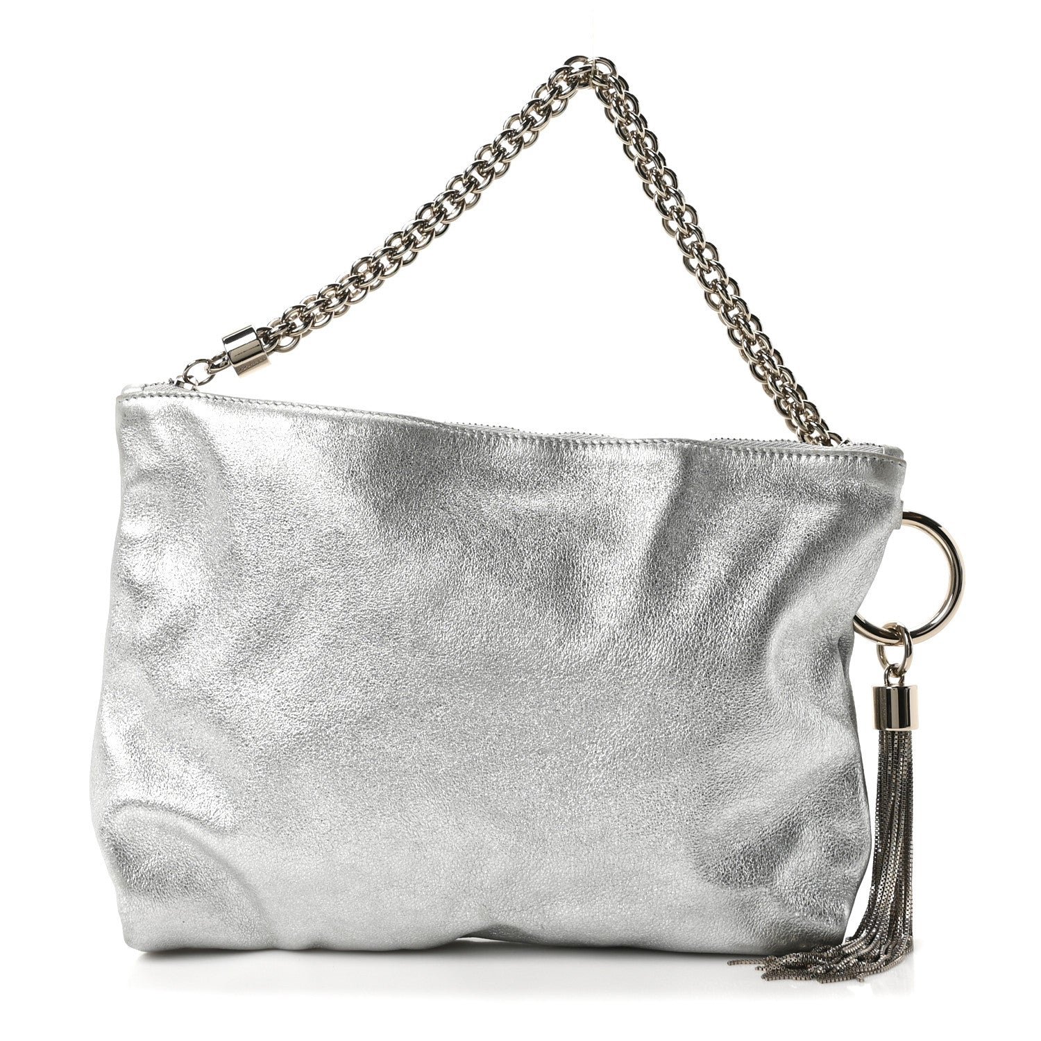 Jimmy Choo Jimmy Choo Metallic Goatskin Callie Mea Tassel Silver