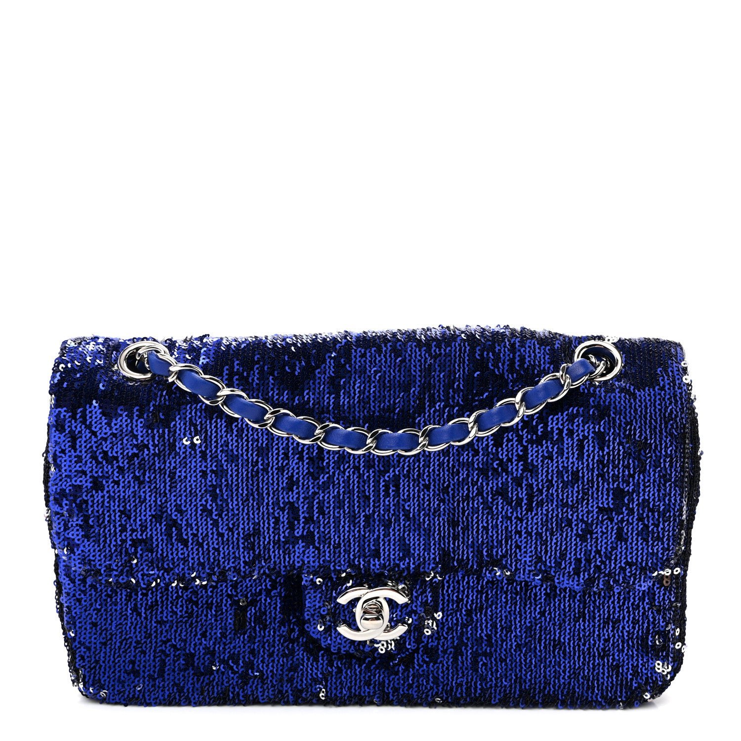 Chanel Sequin Medium Flap Dark Blue