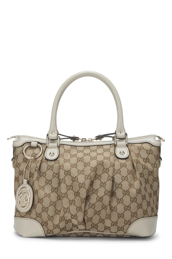 White Original GG Canvas Sukey Zip Handbag Large