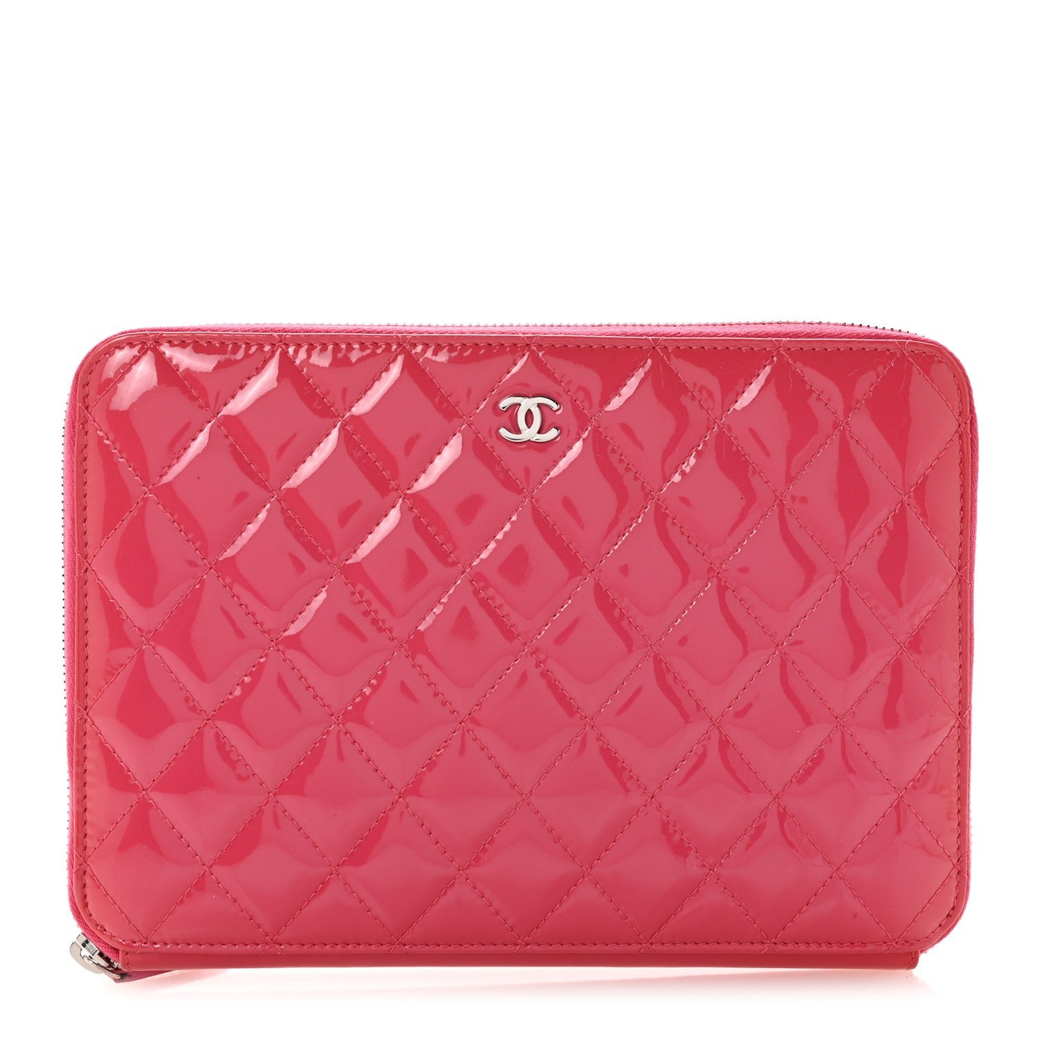 Chanel Patent Quilted Organizer Pouch Pink