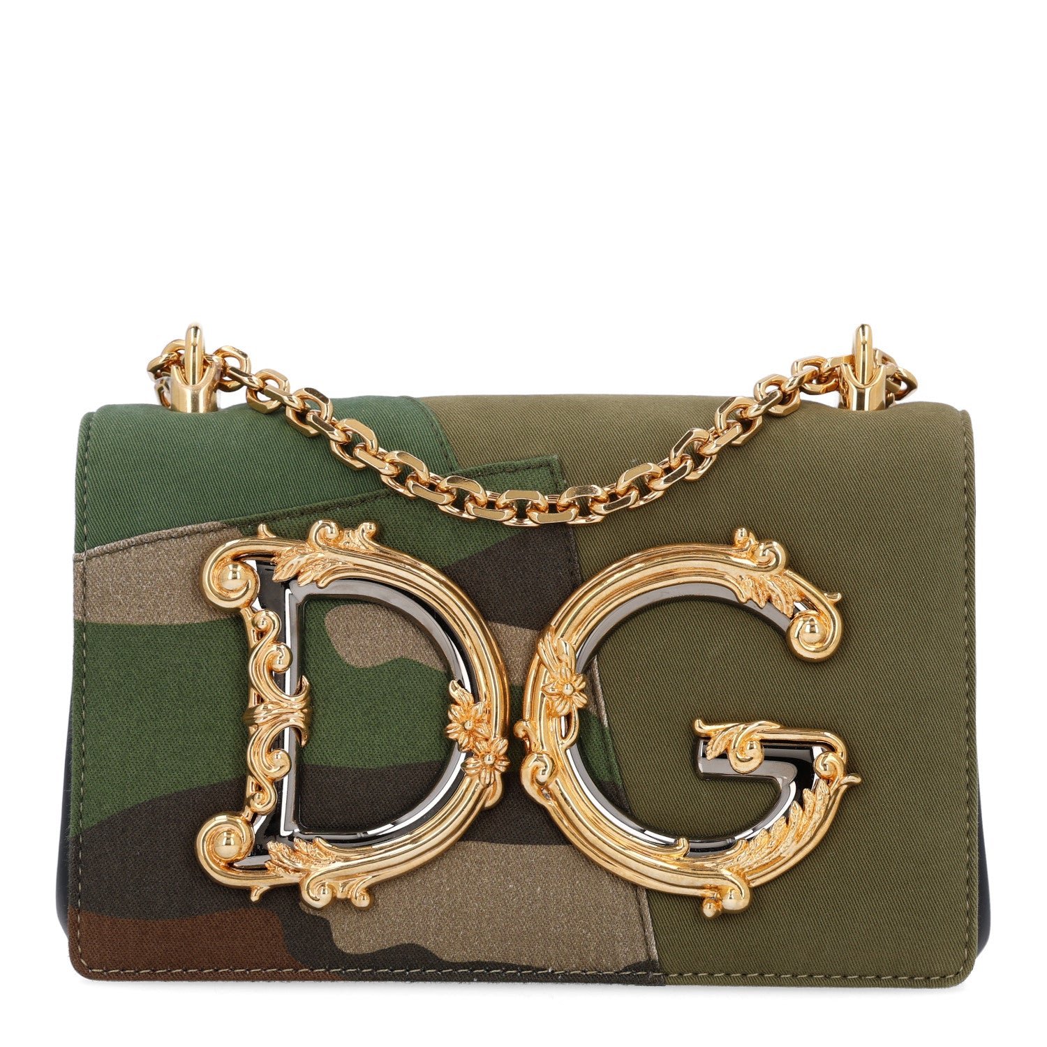 Dolce & Gabbana Cotton Camouflage Patchwork DG Girls Shoulder Bag Multicolor
