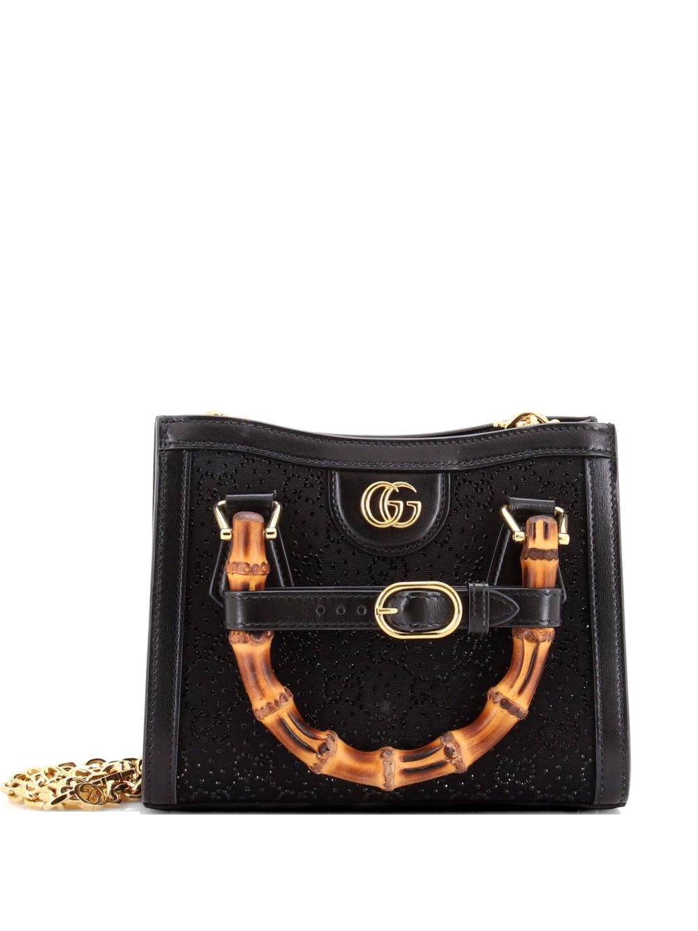 Diana NM Bamboo Handle Crystal Embellished GG Canvas Mini tote bag