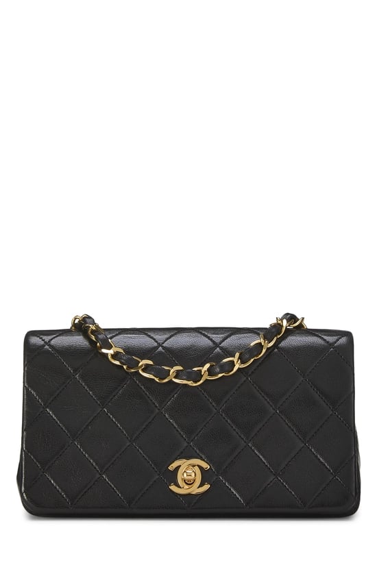 Black Quilted Lambskin Full Flap Mini