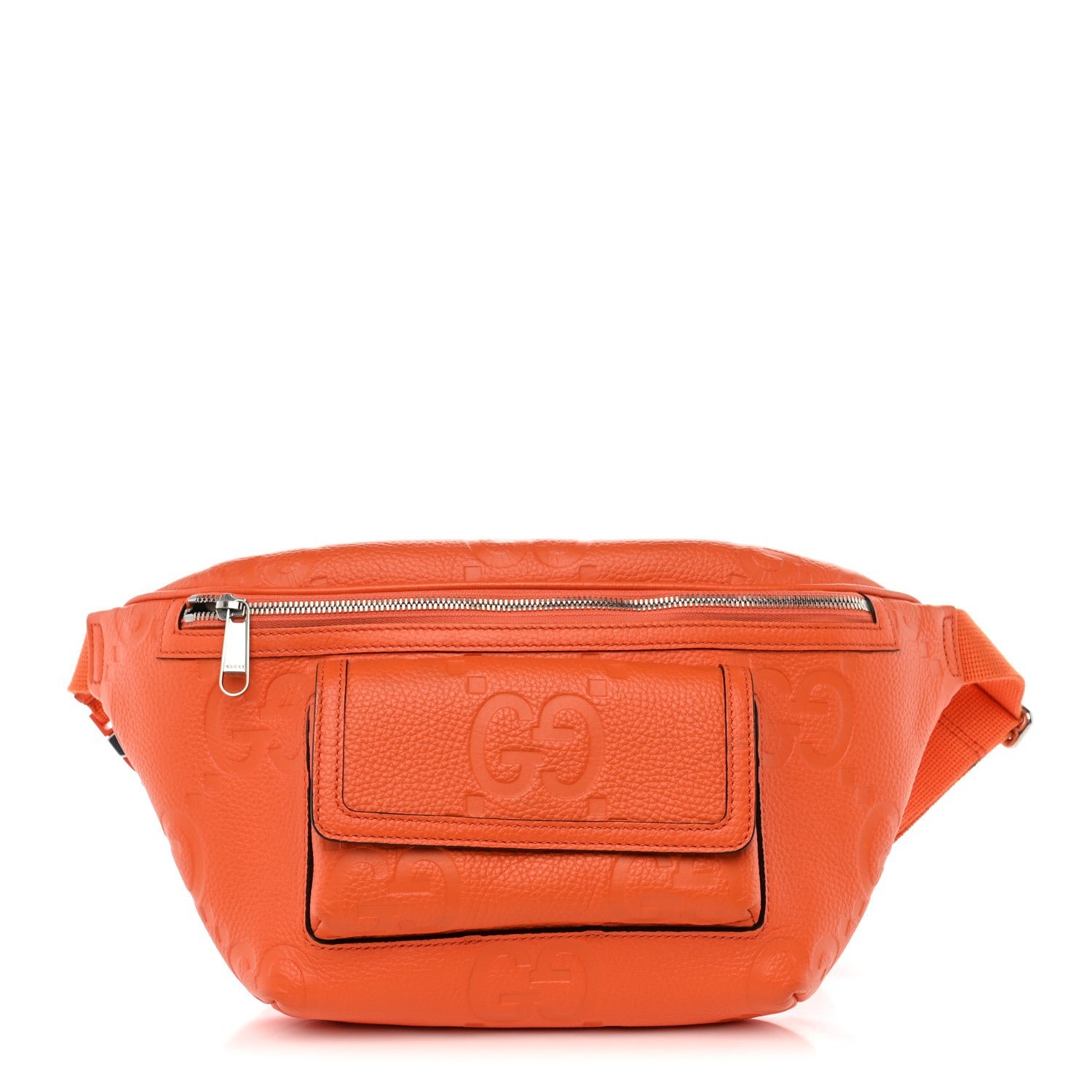 Gucci Piuma Calfskin Jumbo GG Embossed Pocket Belt Bag Good Orange