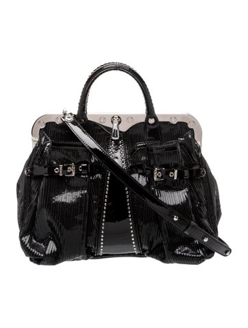 Versace Patent Leather Top Handle Bag