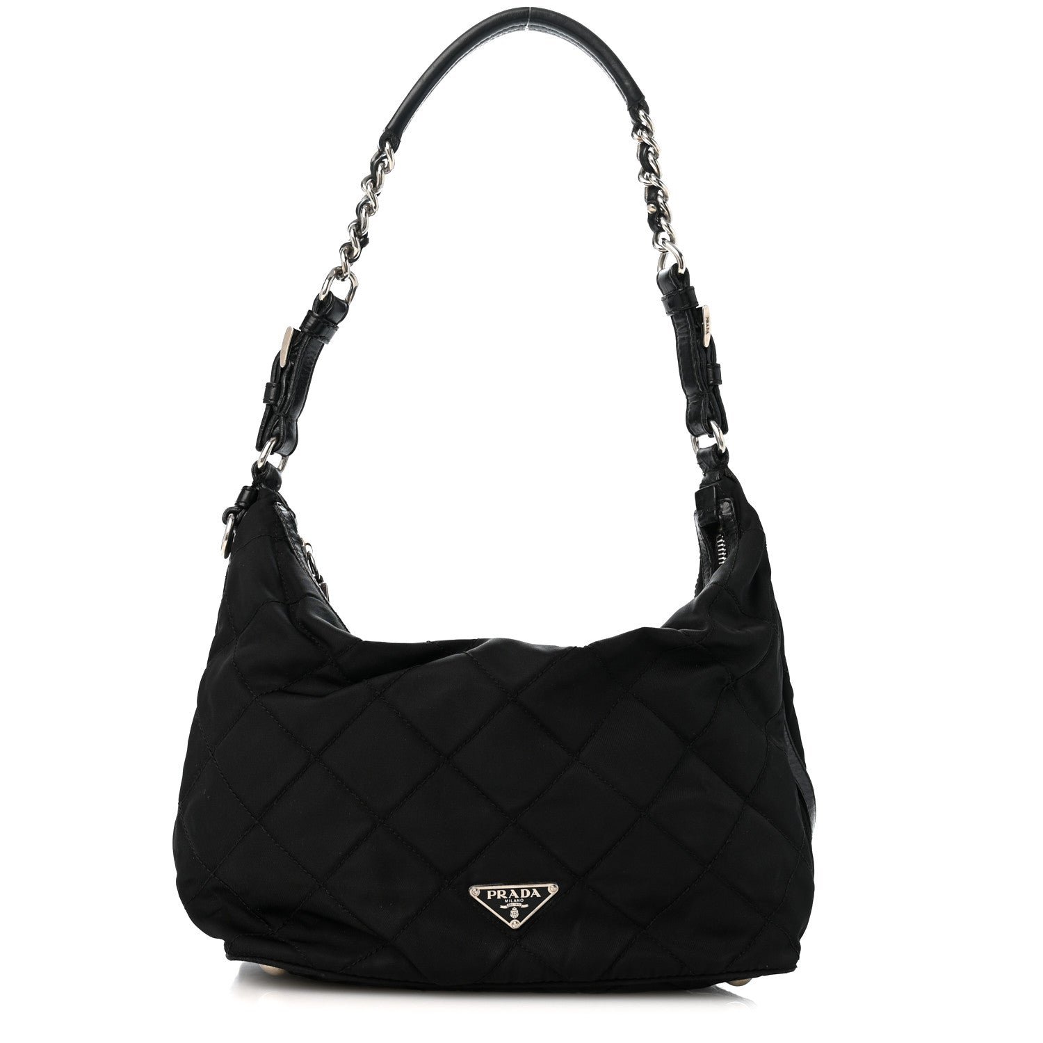 Prada Nylon Tessuto Impuntu Quilted Shoulder Bag Black