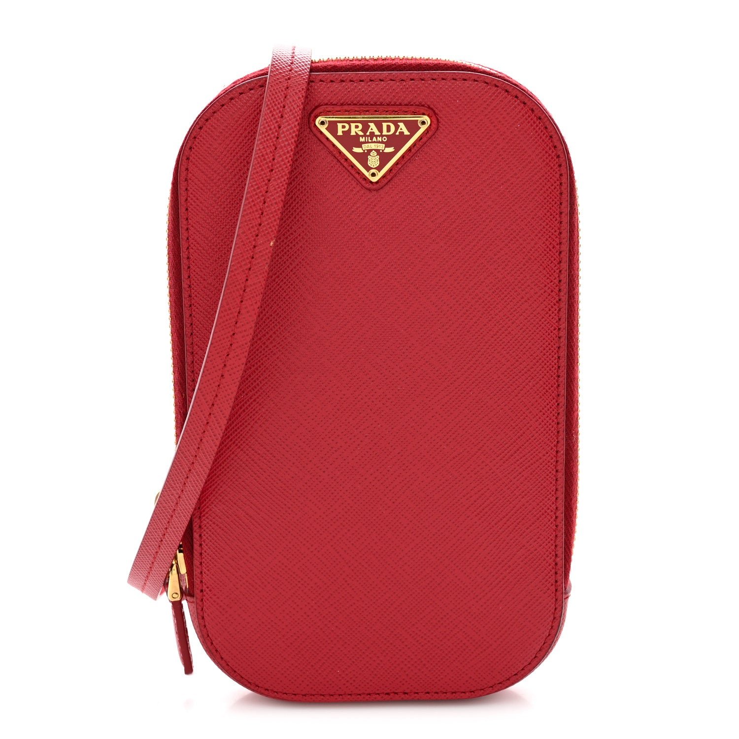 Prada Saffiano Triangle Phone Case Fuoco