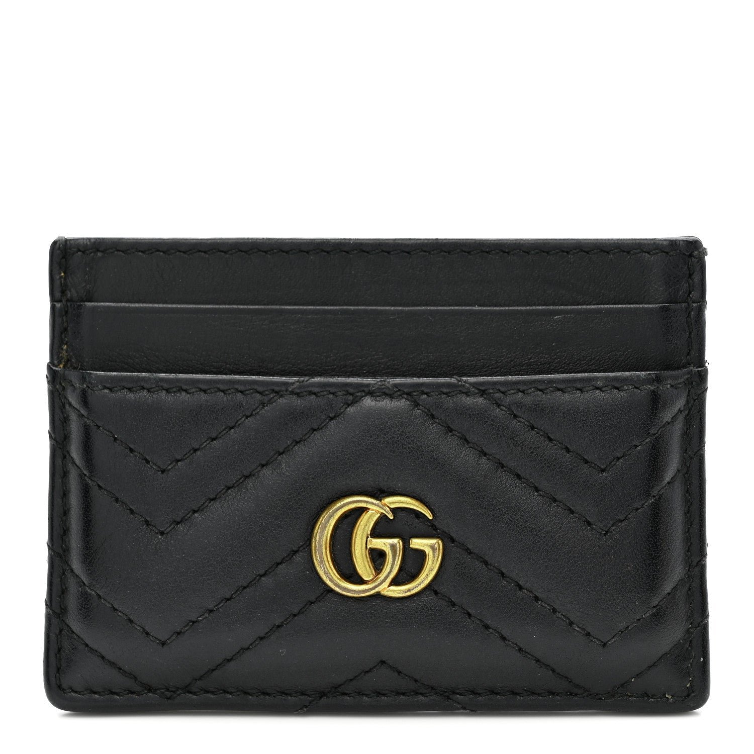 Gucci Calfskin Matelasse GG Marmont Card Holder Black