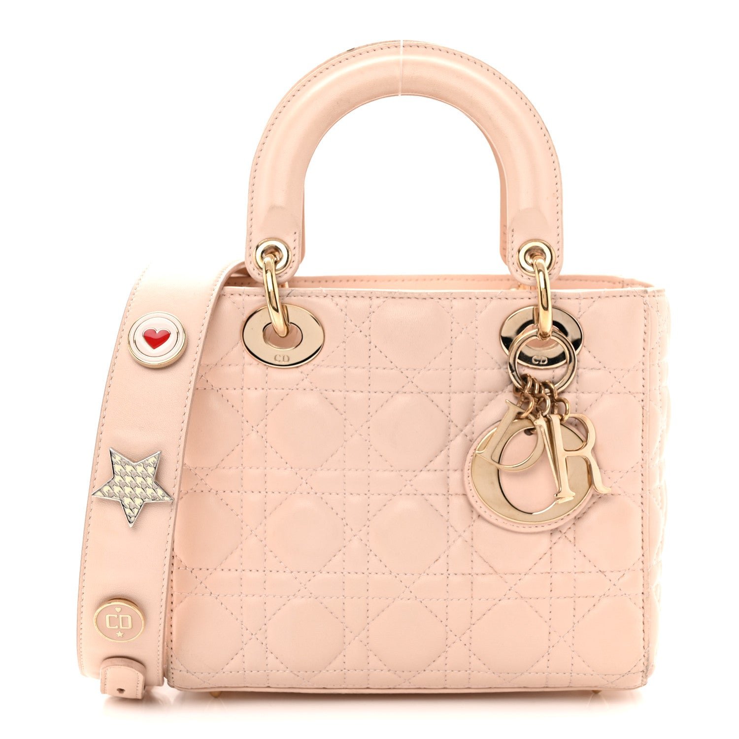 Christian Dior Lambskin Cannage Small Lucky Badges My Lady Dior Light Pink