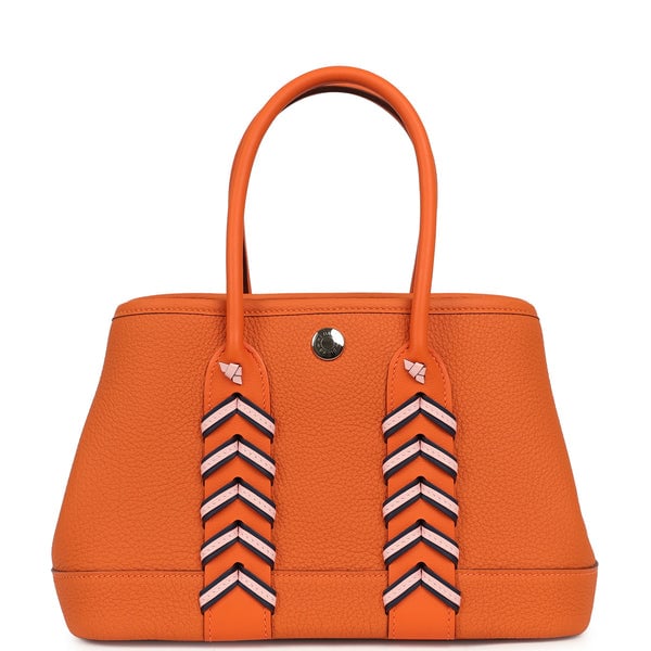 Hermes  Garden Party Neo 23 "Bredies" Orange, Rose Sakura, Bleu Navy Togo and Swift Palladium Hardware
