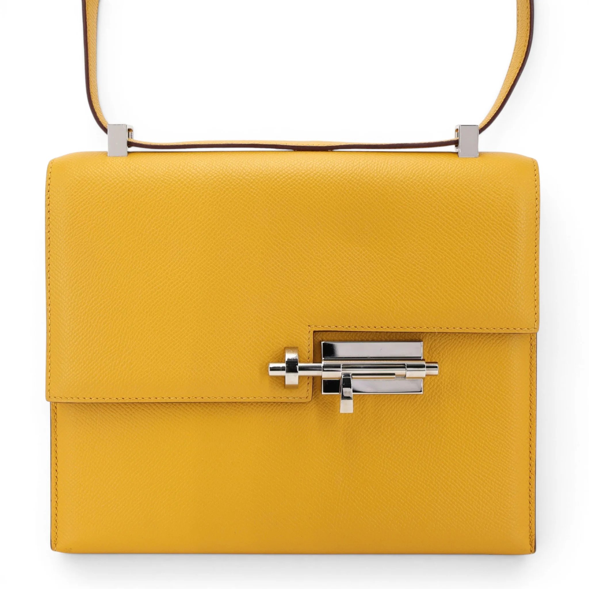Very Good ( Rank A) HERMÈS Verrou 23 Jaune Ambre (9D) Epsom Palladium hardware C (2018)