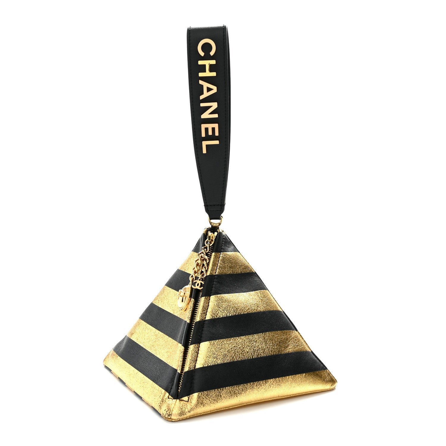 Chanel Metallic Lambskin CC Kheops Pyramid Bag Gold Black