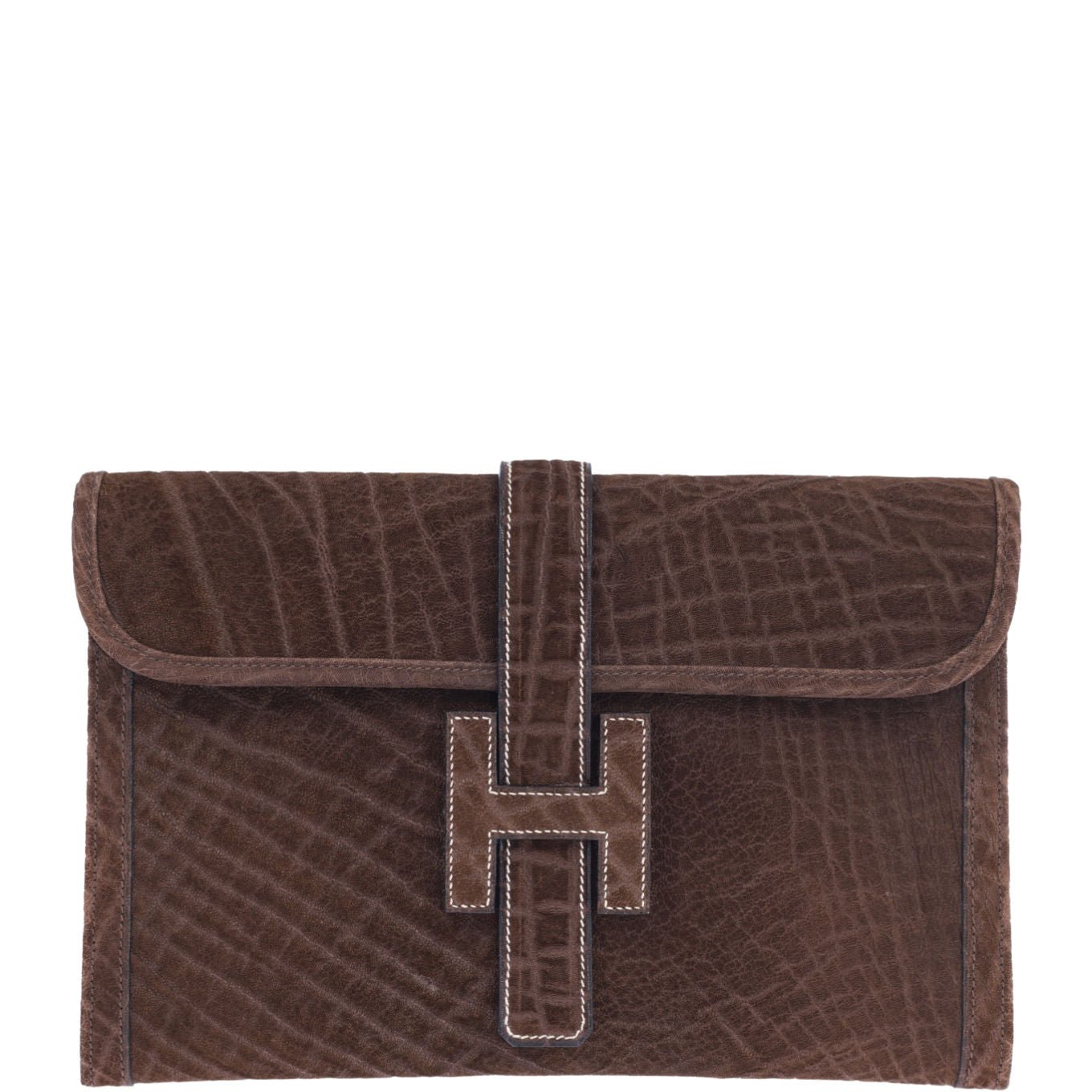 Hermes Hermès Jige 29 Elephant Leather Brown Contrast Stitching