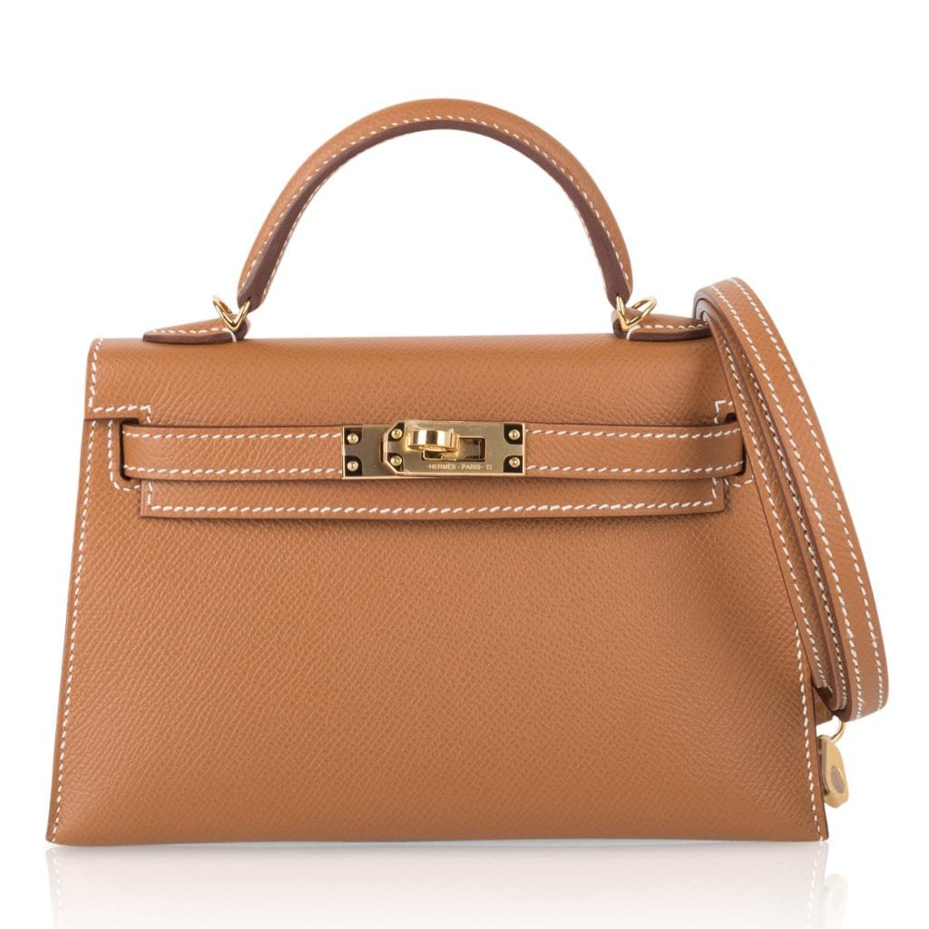 Hermes Hermes Mini Kelly 20 Bag Sellier Gold Epsom Leather with Gold Hardware