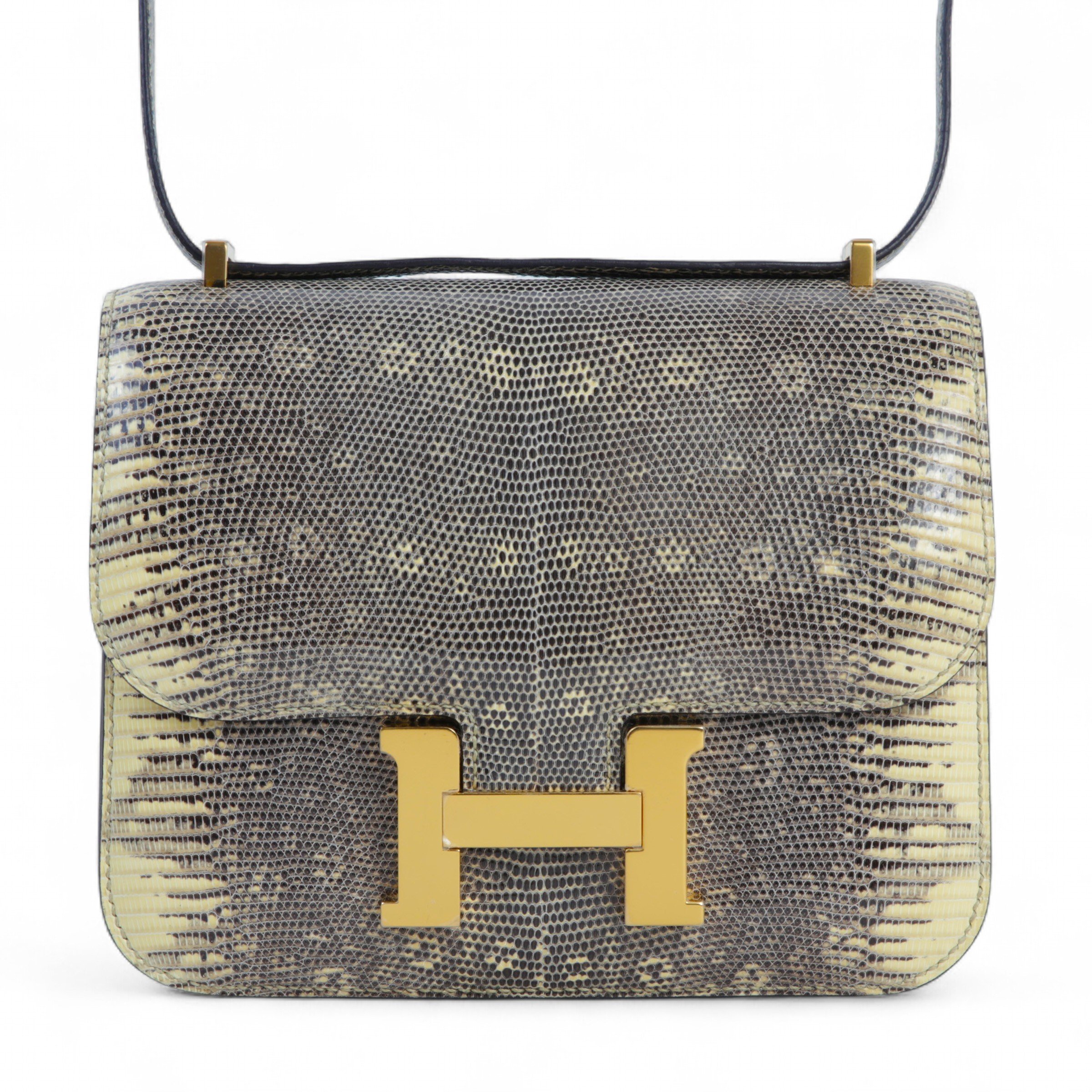 Unused ( Rank NS ) HERMÈS Constance Mini Ombre (1B) Lizard Gold hardware D (2019)