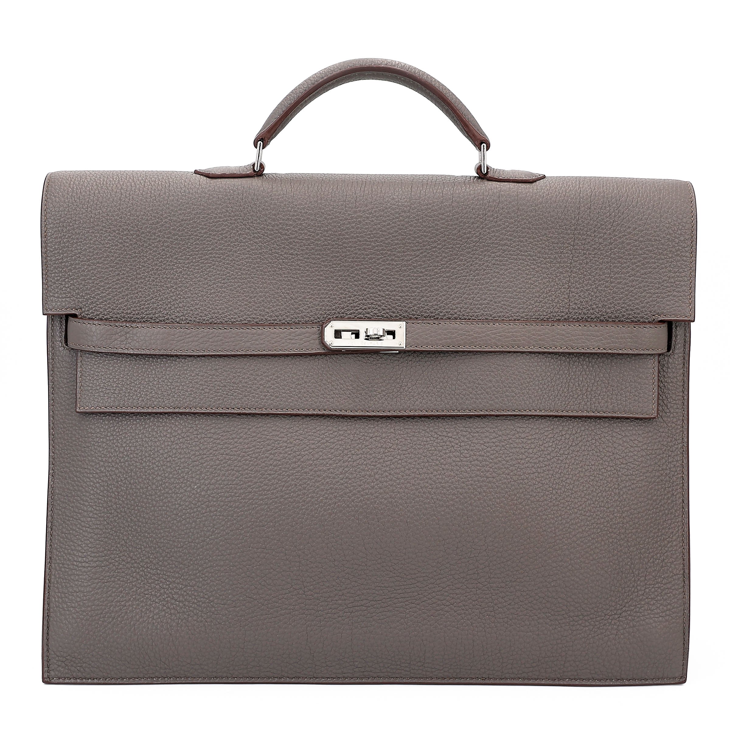 Hermes Very Good ( Rank A) HERMÈS Kelly depeches 38 Etain (8F) Togo Palladium hardware Square O (2011)