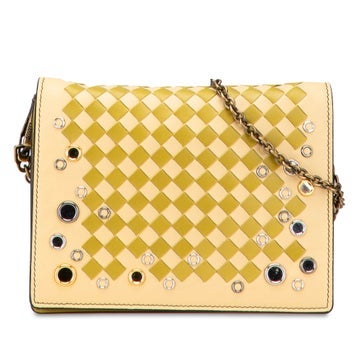 Leather Nappa Intrecciato Studded Wallet on Chain