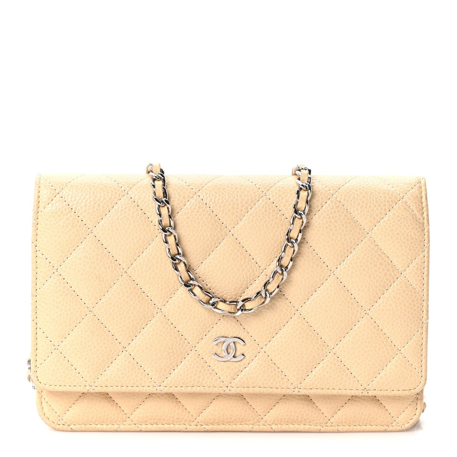 Chanel Caviar Quilted Wallet on Chain WOC Beige Clair