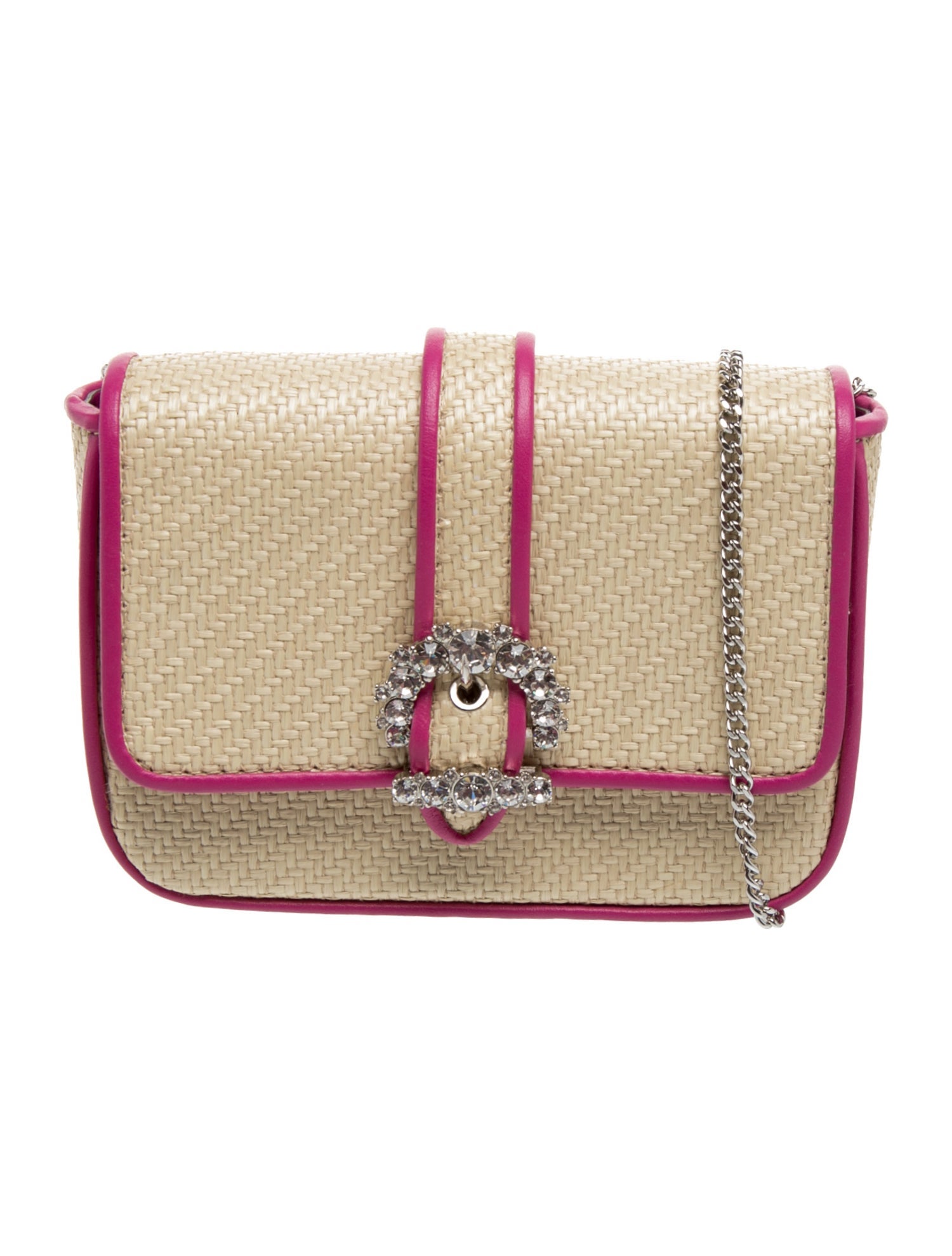 Raffia Cheri Raffia and Leather Crossbody Bag Small