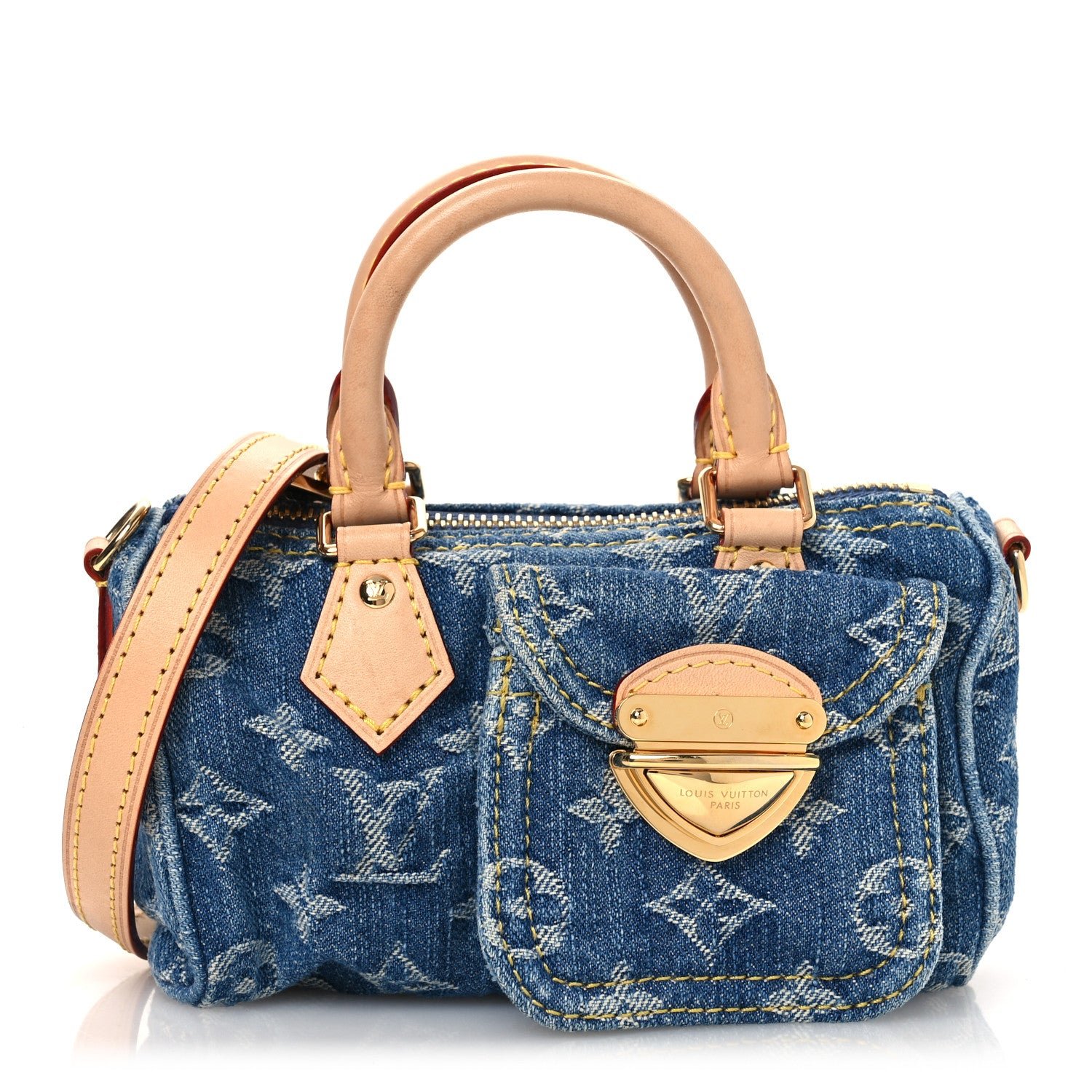 Louis Vuitton Monogram Denim Nano Speedy Blue