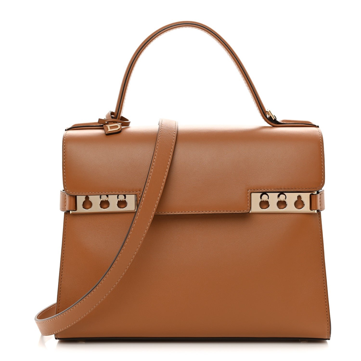 Delvaux Delvaux Calfskin MM Tempete Satchel Camel