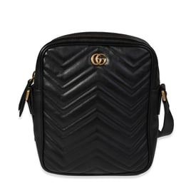 Gucci Gucci Black Matelassé Leather Marmont Messenger Bag