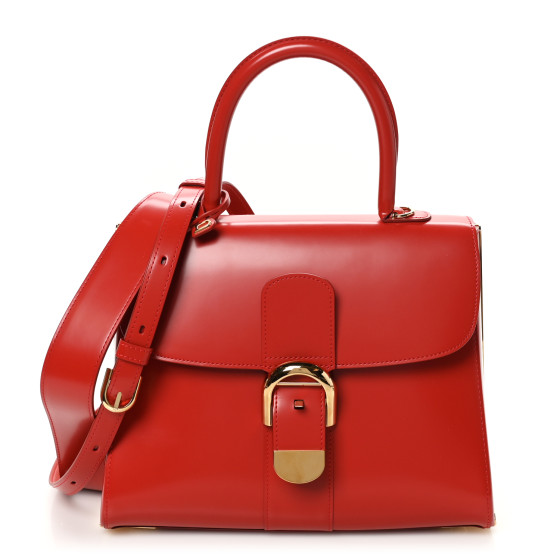 Delvaux Box Calfskin MM Brillant Satchel Red