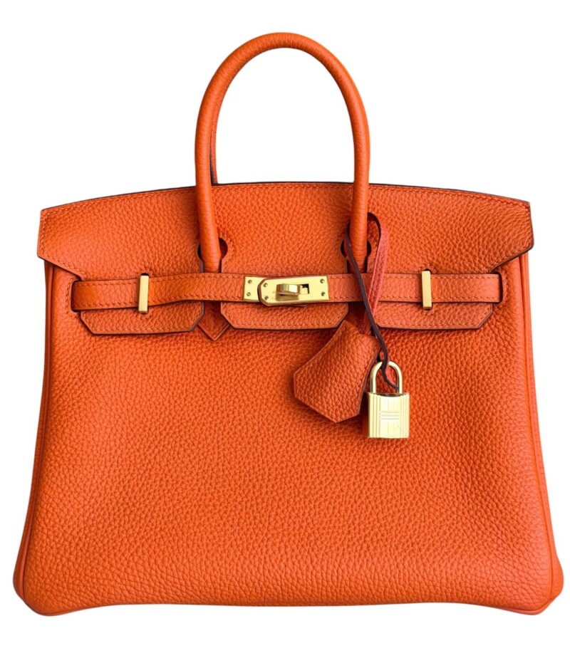 Hermes Orange Togo Birkin 25 Gold Hardware, 2018