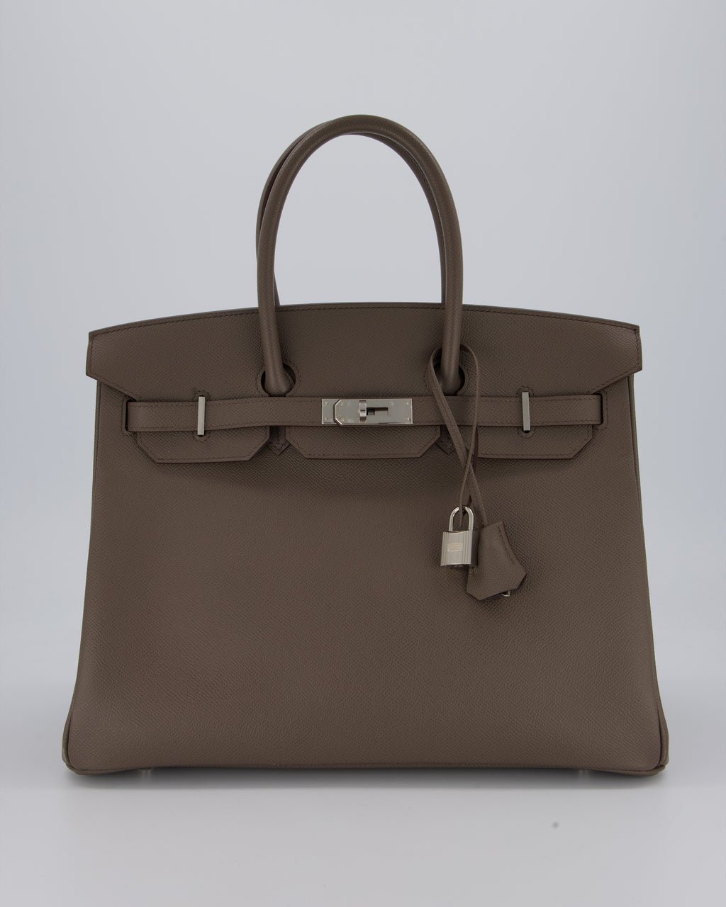 *HOT* Hermès Birkin 35 Retourne Bag in Etain Epsom Leather with Palladium Hardware