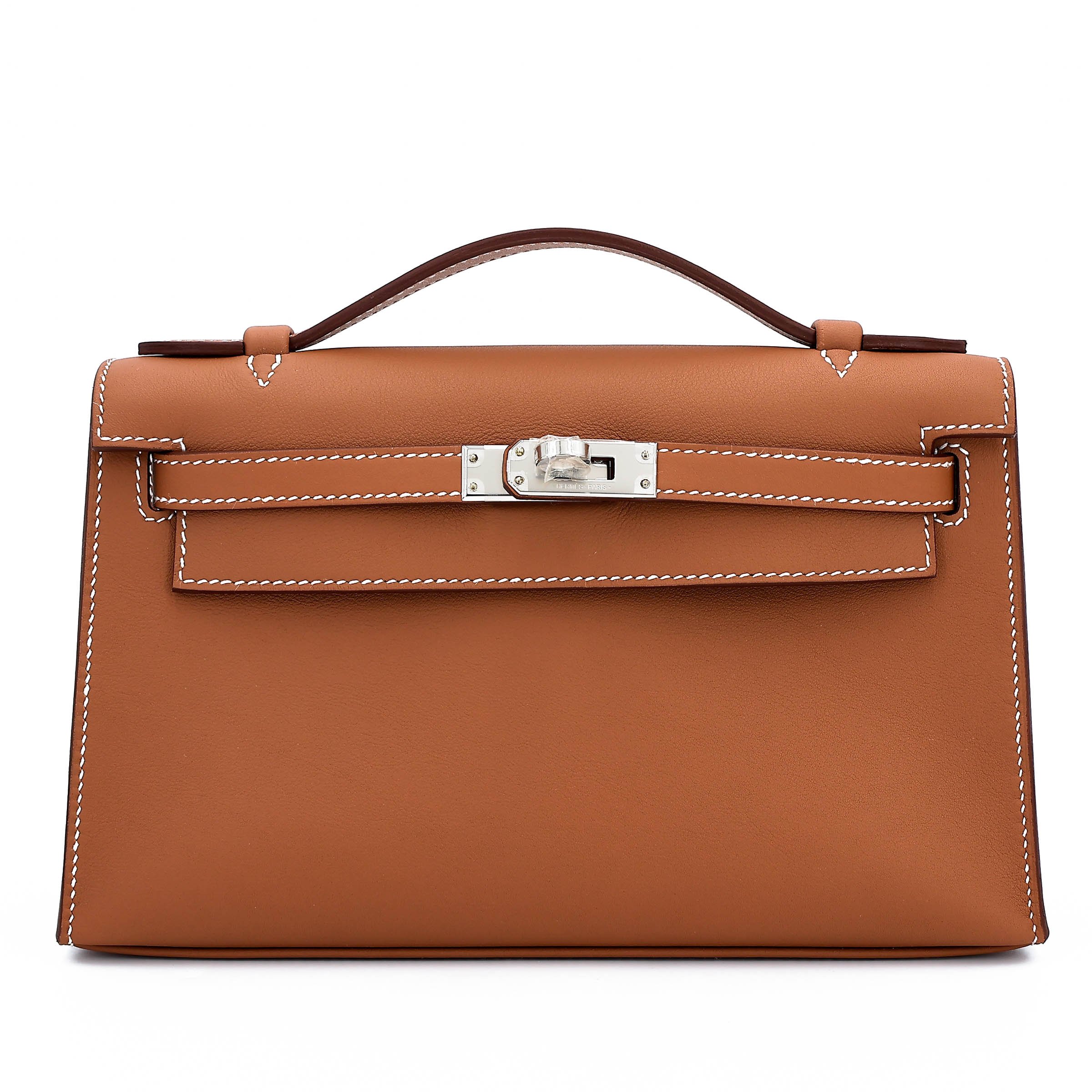 Brand New ( Rank N ) HERMÈS Kelly Pochette Gold (37) Swift Palladium hardware K (2025)
