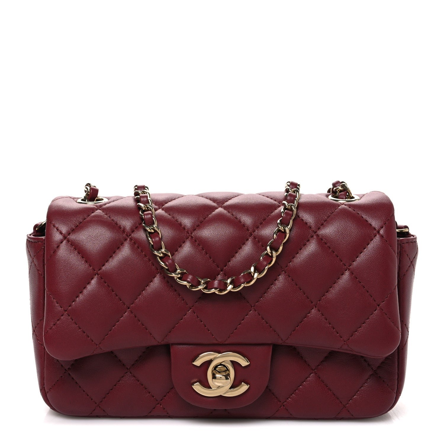 Chanel Lambskin Quilted Extra Mini Flap Bag Burgundy