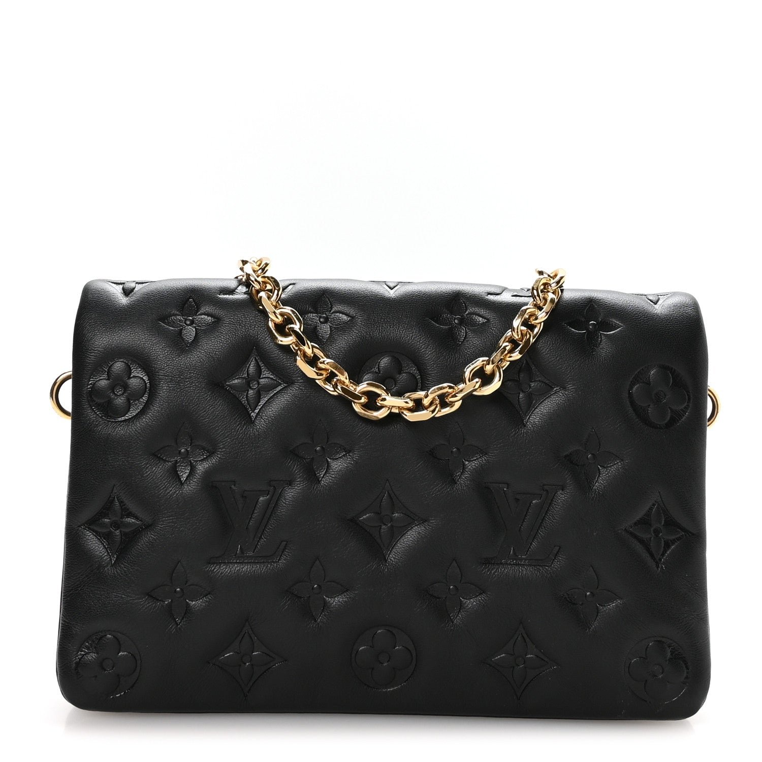 Louis Vuitton Lambskin Embossed Monogram Pochette Coussin Black