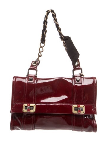 Patent Leather Leather Chain-Linked Medium