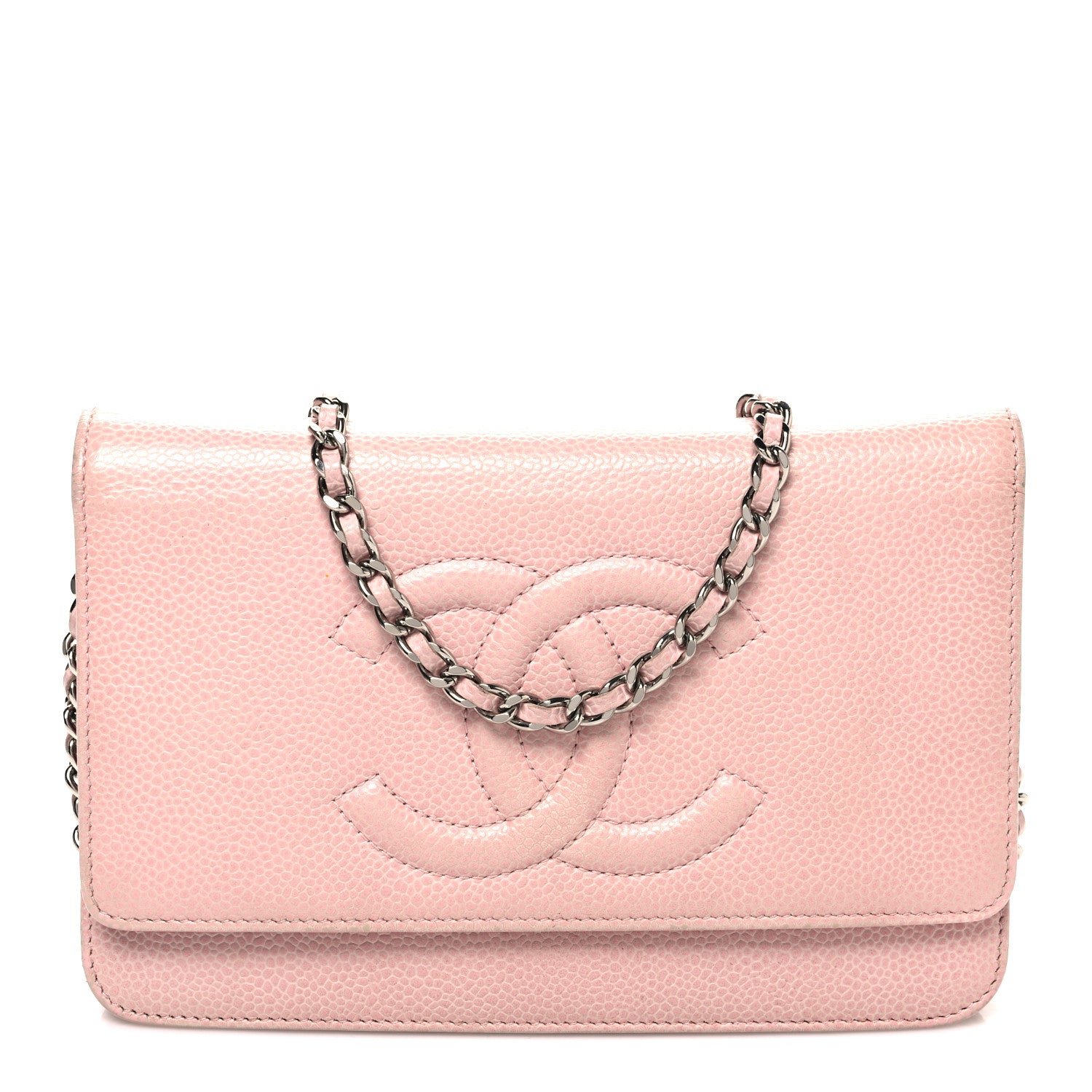 Chanel Caviar Timeless CC Wallet on Chain WOC Pink