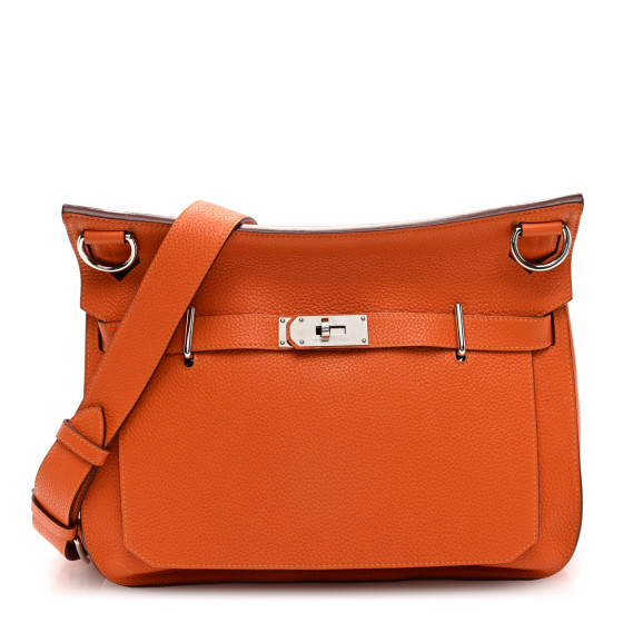 Hermes Taurillon Clemence Eclat Jypsiere 34 Orange Moutarde
