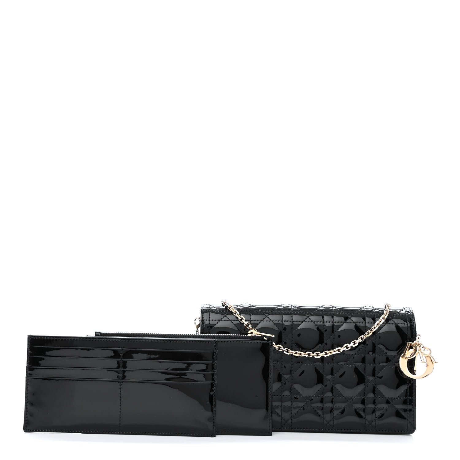 Dior Patent Cannage Lady Dior Pouch Black