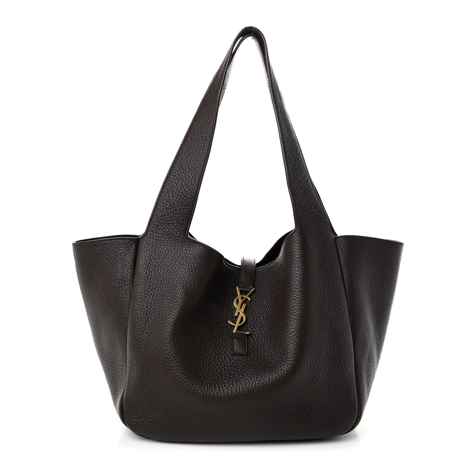 Saint Laurent Grained Deerskin Bea Tote Sweet Chocolate
