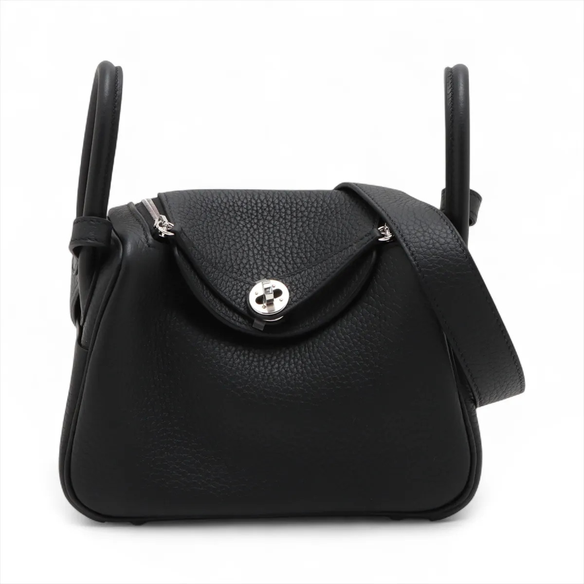 Hermès Lindy mini 20 Taurillon Clemence Black Silver Metal Fittings