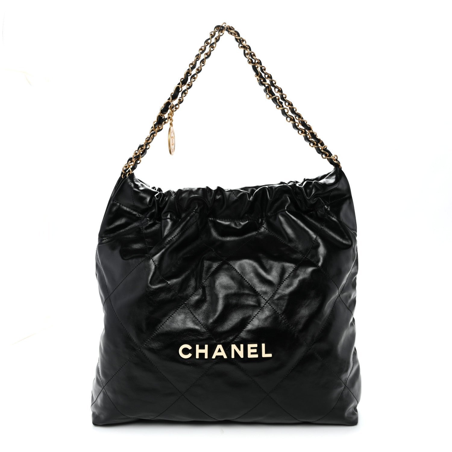 Chanel Shiny Calfskin Quilted Large Chanel 22 Black