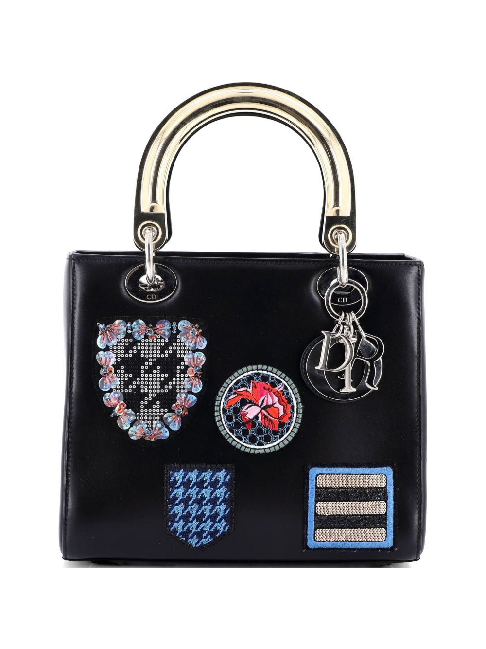 Lady Dior Bag Patch Embellished Leather Medium satchel