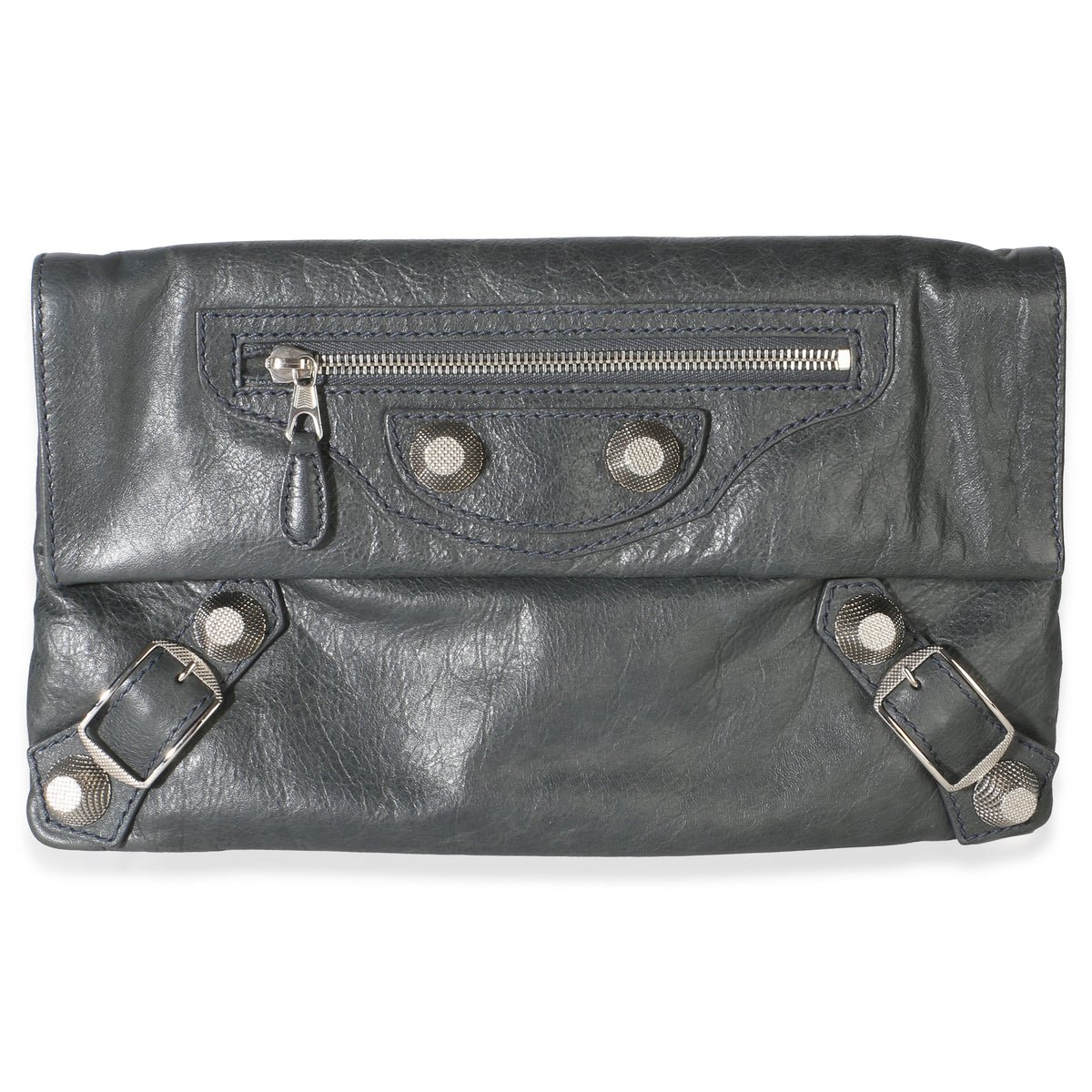 Balenciaga Black Lambskin Motocross Giant 21 Envelope Clutch