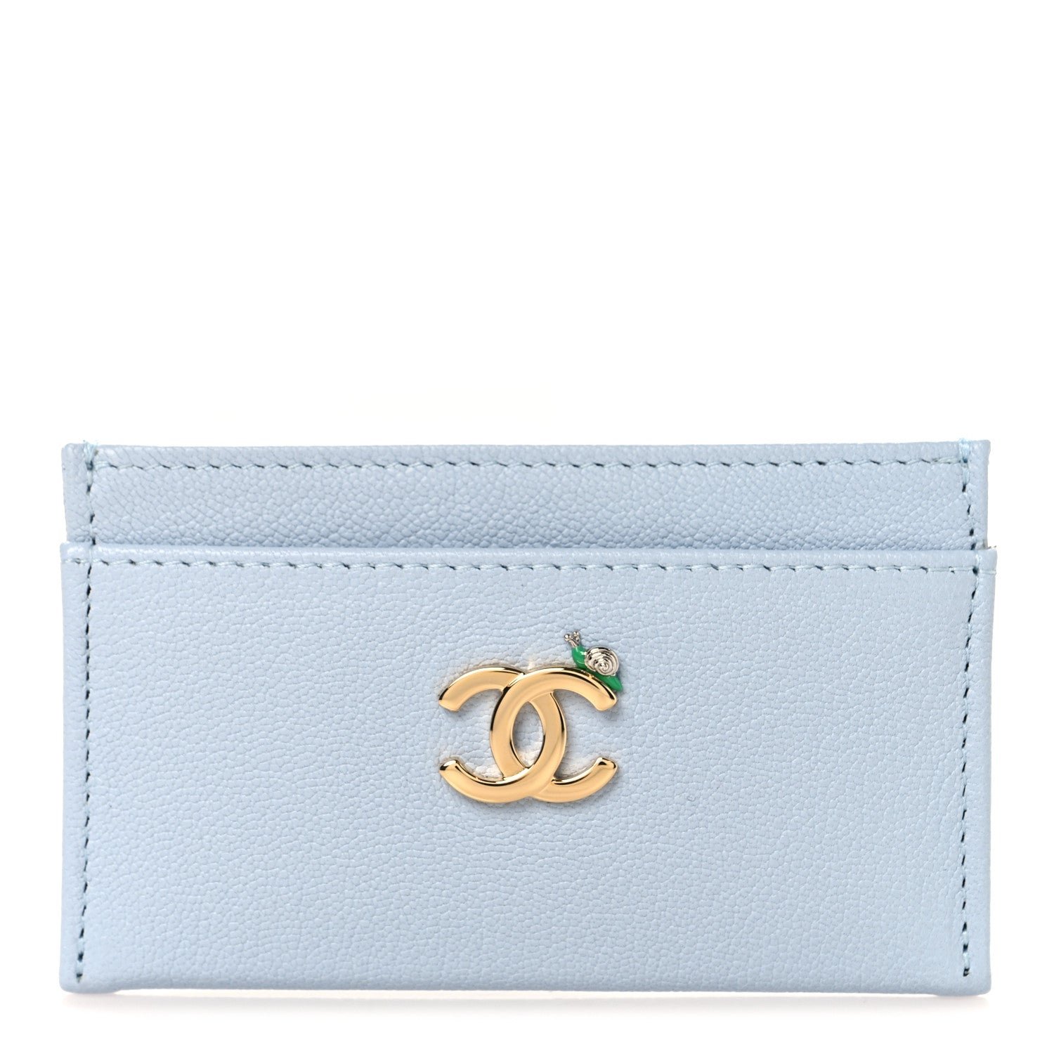 Chanel Grained Goatskin CC Snail Card Holder Light Blue