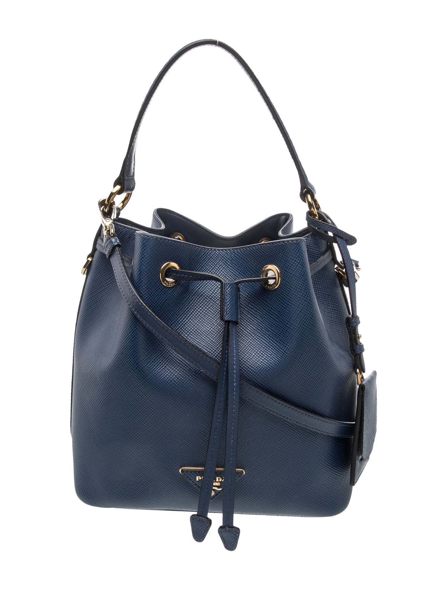 Prada Enameled Metal Triangle Bucket Bag