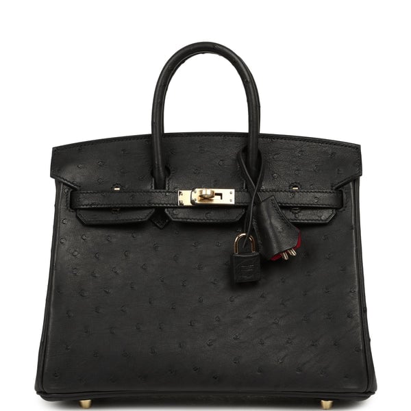 Hermes Hermes Special Order (HSS) Birkin 25 Black Verso Ostrich Permabrass Hardware
