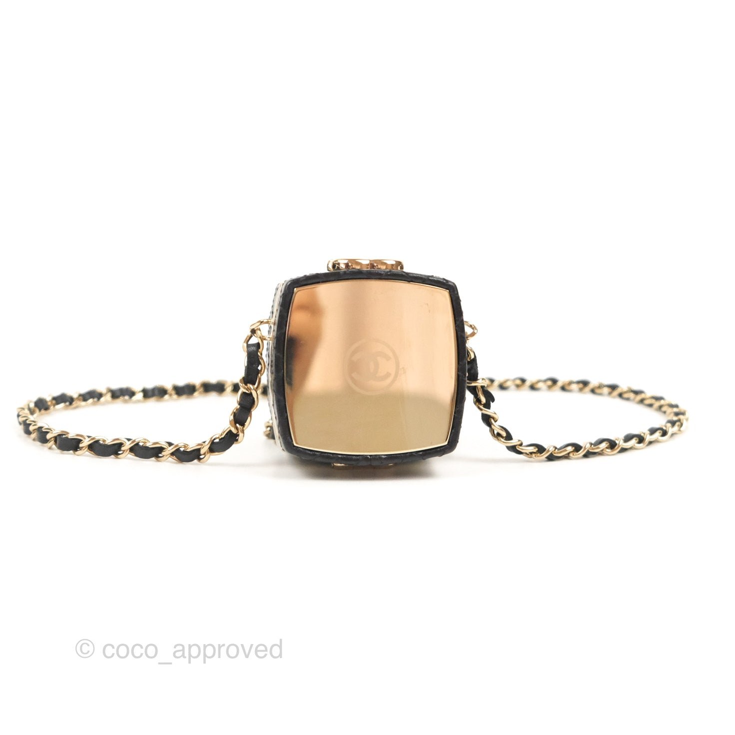 Chanel Mini Beauty Box Clutch With Chain Black Gold Hardware