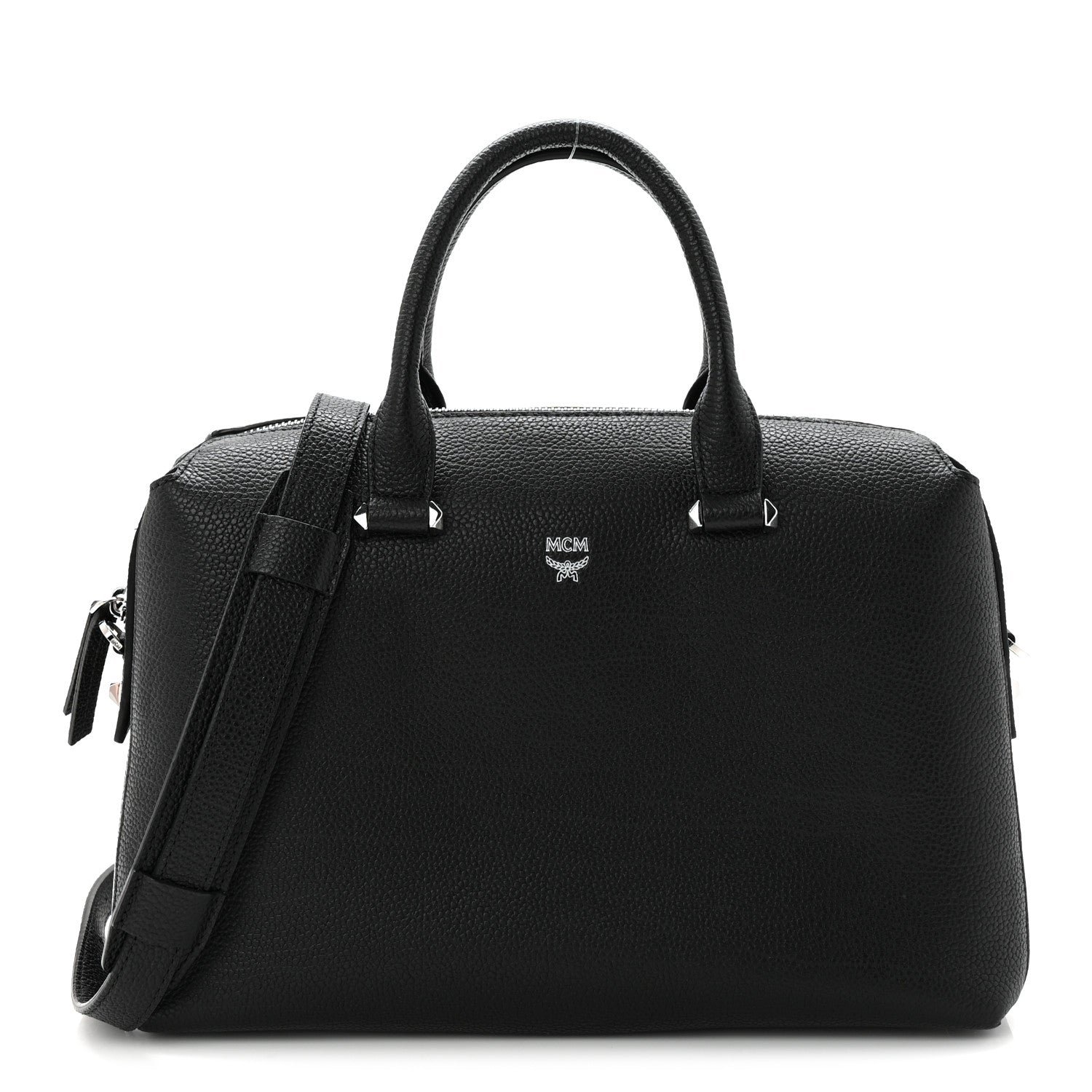 MCM Grained Calfskin Medium Ella Boston Black