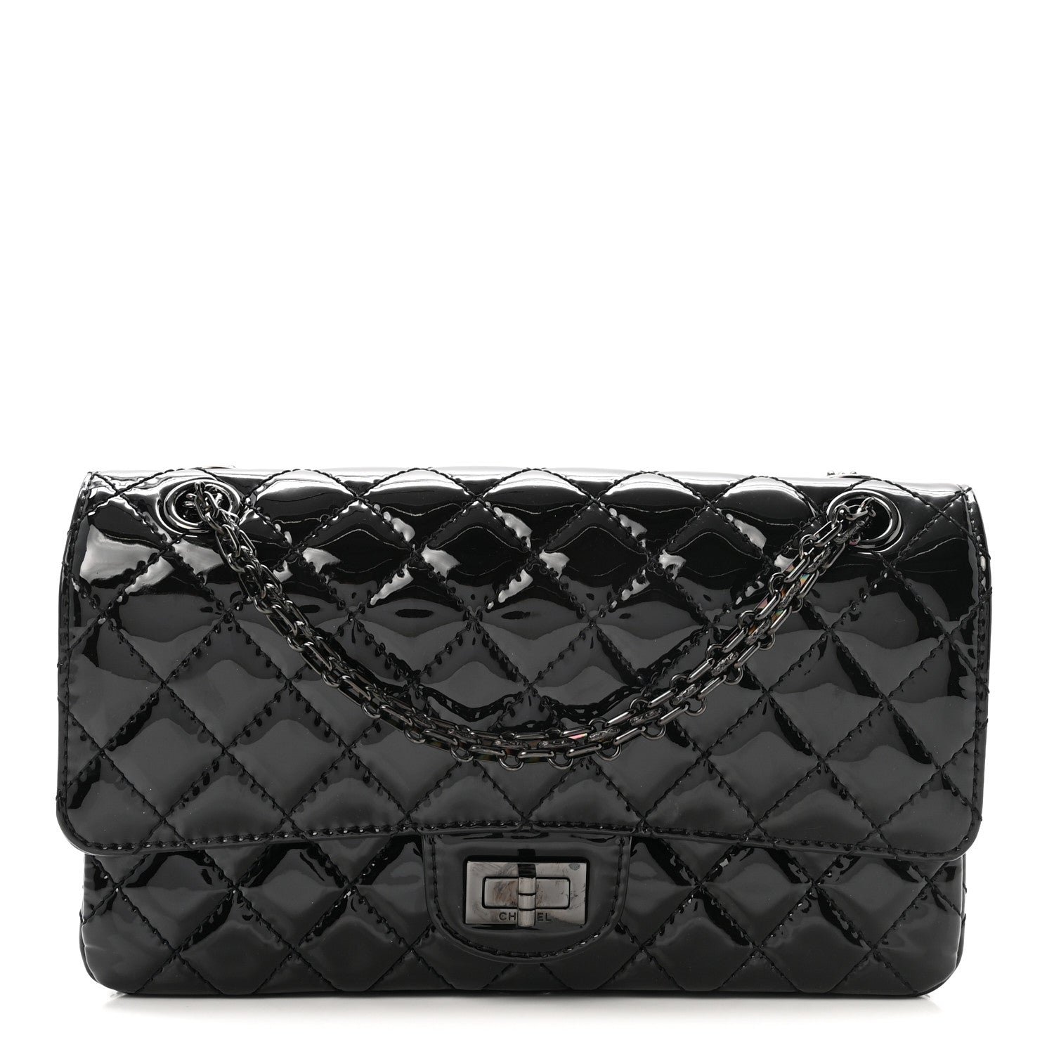 Chanel Patent Calfskin Quilted 2.55 Reissue 225 Flap So Black