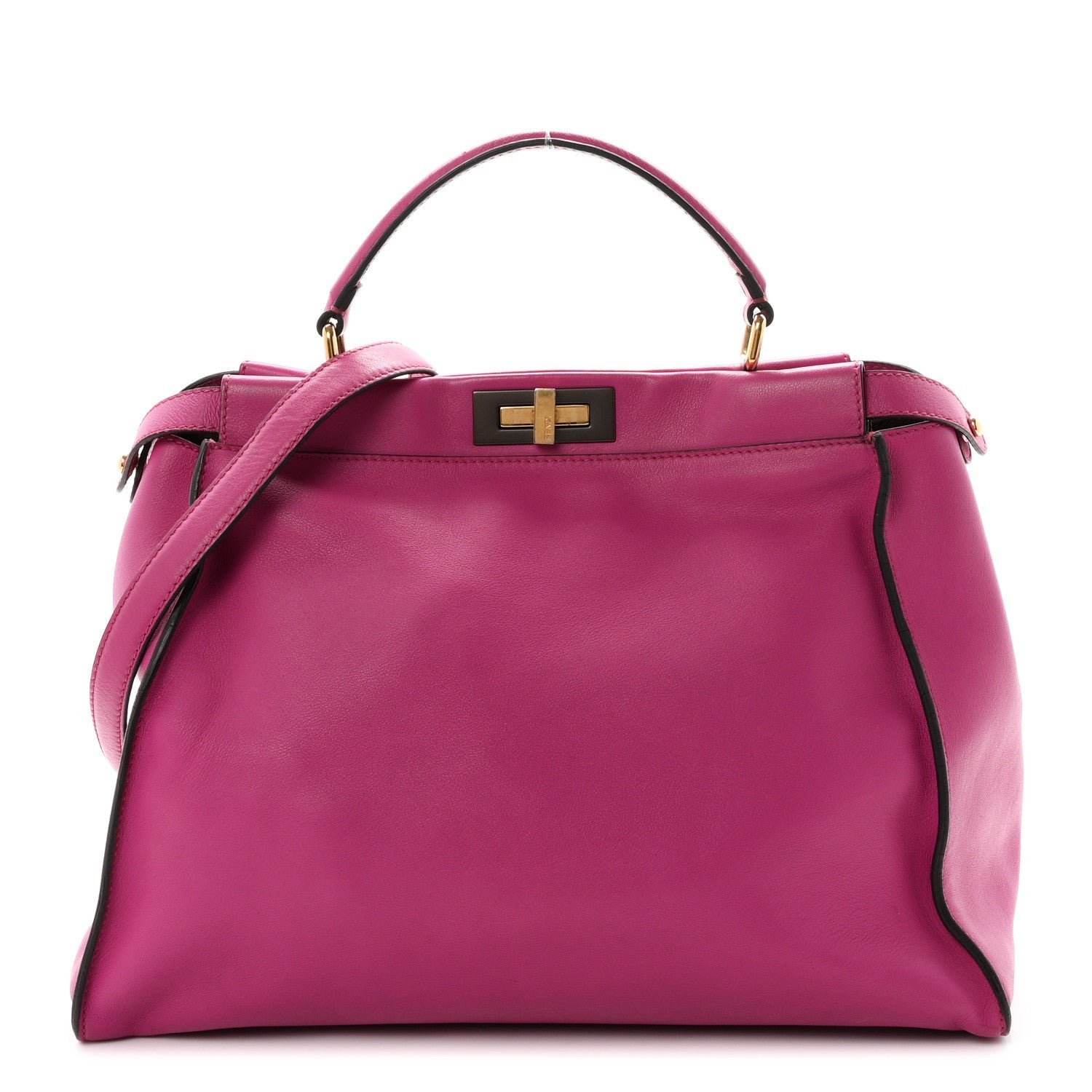 Fendi Vitello Seta Large Peekaboo Iconic Satchel Magenta