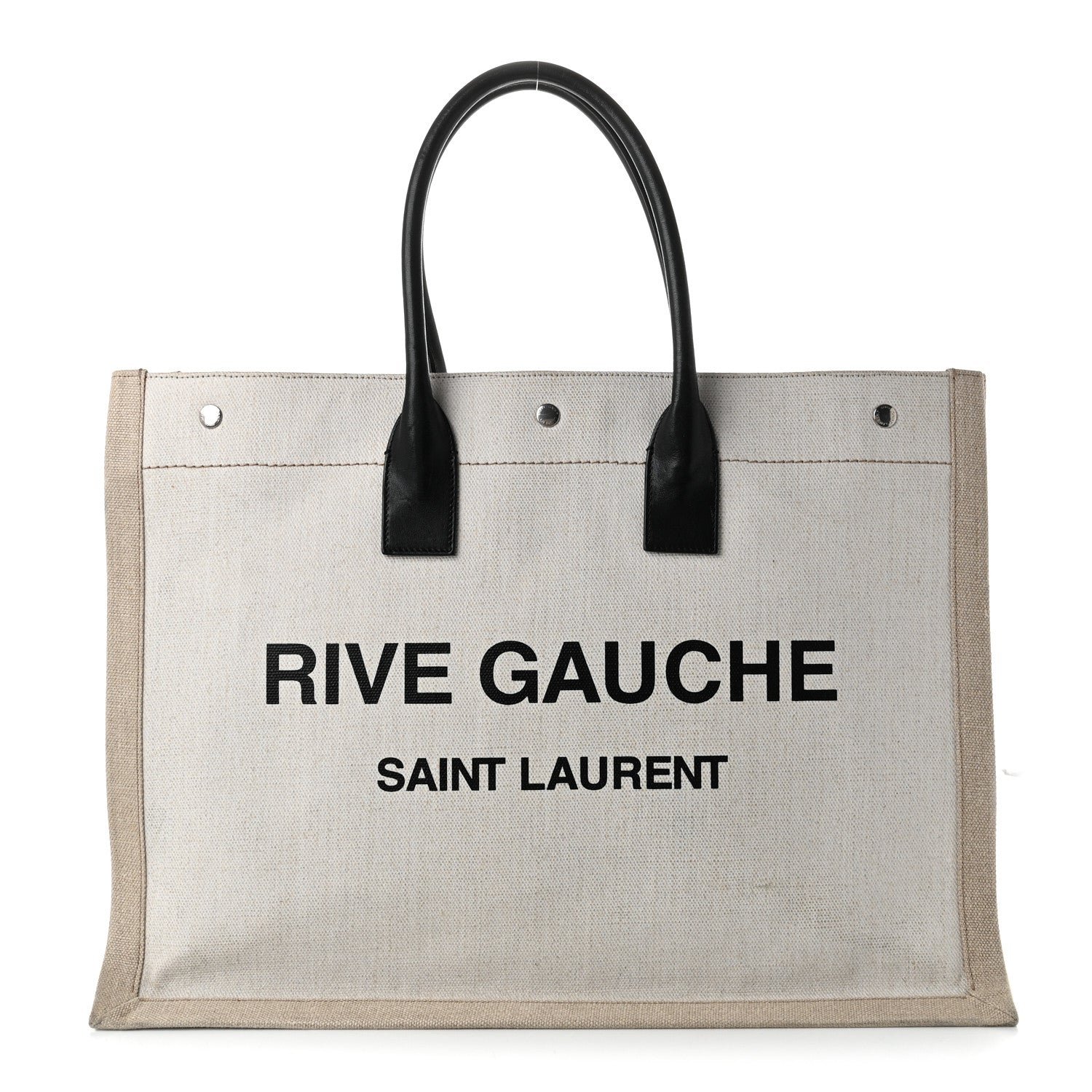 Saint Laurent Linen Calfskin Rive Gauche Tote Optic White